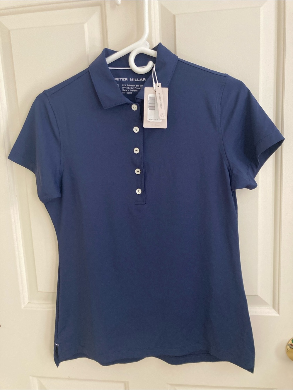 Peter Millar Women's Dark Navy Button-Down Polo UPF 50+ Sun Protection